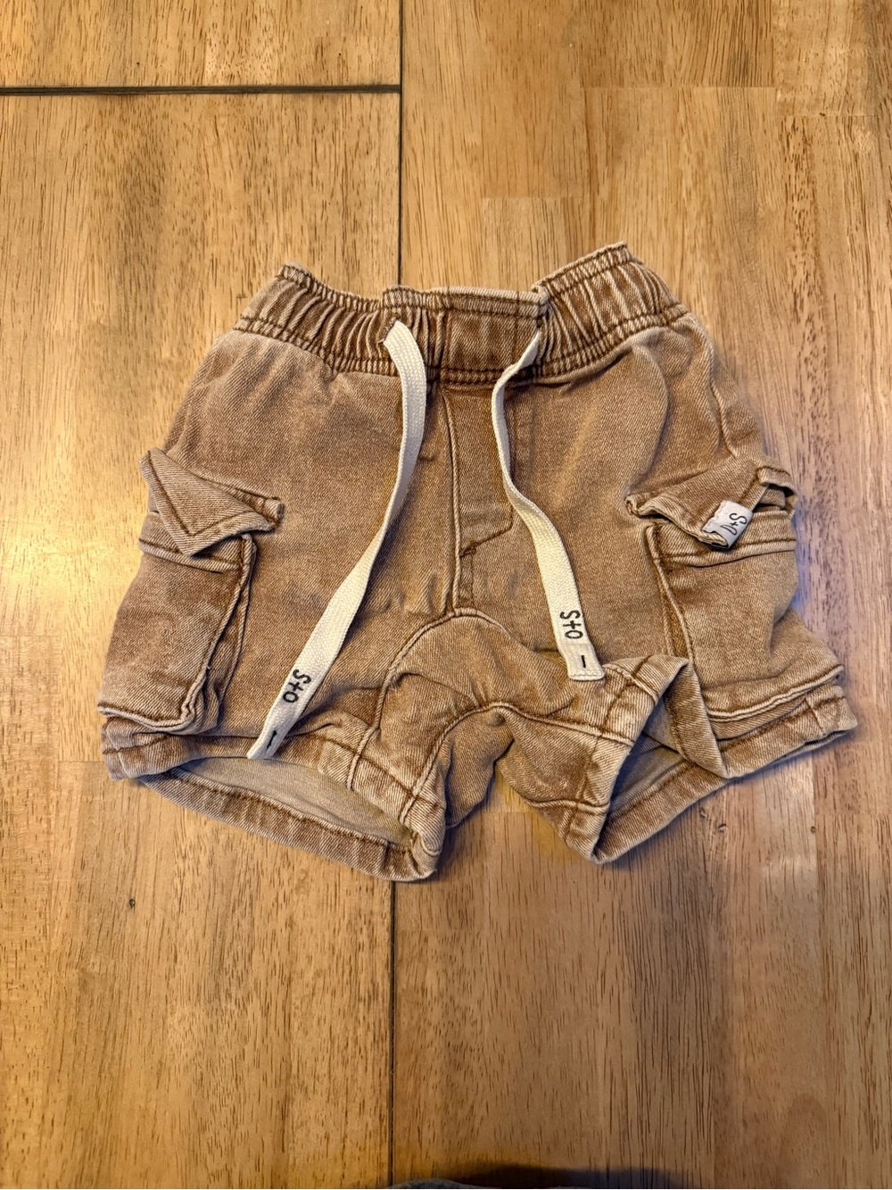 Kids Tan Cargo Shorts with Drawstring Waist